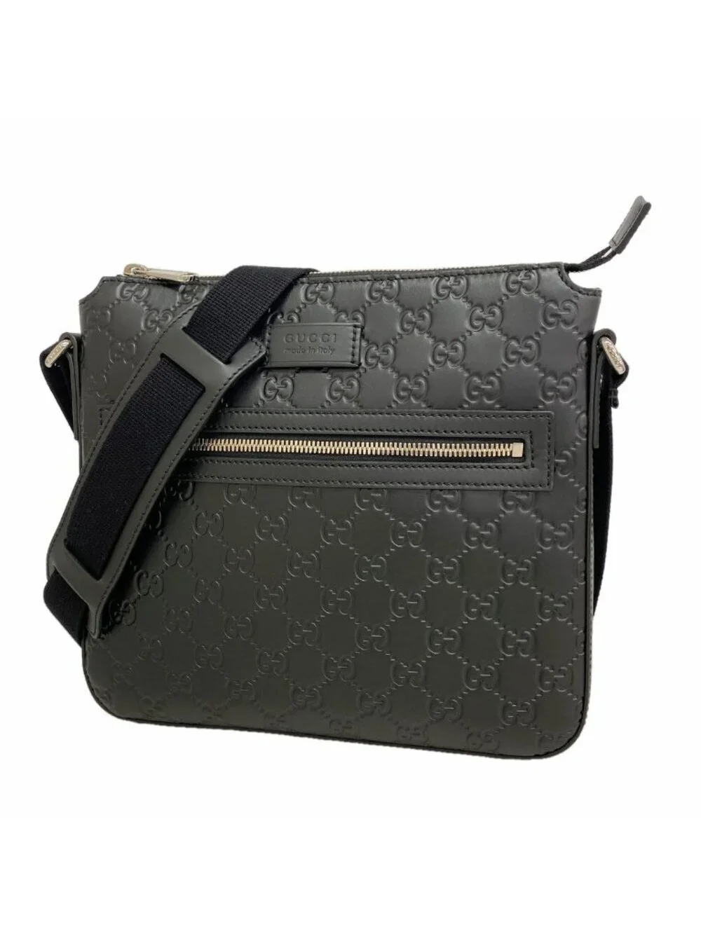 Gucci Shoulder Bag Guccissima Leather Black Silver